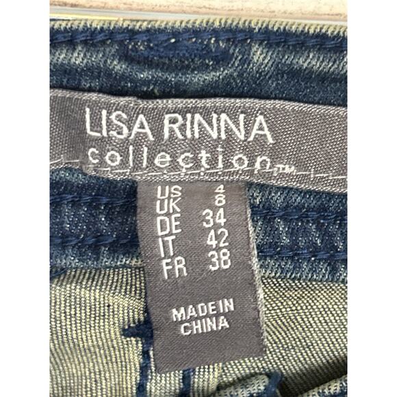 Lisa Rinna Women’s 4 Medium Wash Distressed Skinny Stretch Denim Jeans - Picture 3 of 5
